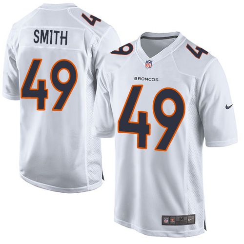 Men Denver Broncos 49 Dennis Smith Nike White Event Game NFL Jersey